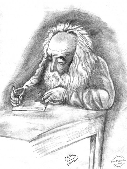 Writing Sketch by Rameshwar Somawar - DesiPainters.com