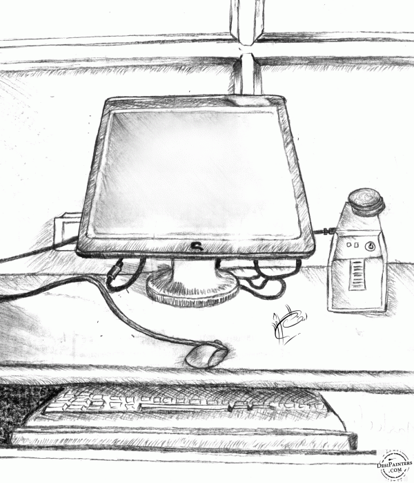 Office – Still Life Sketch - DesiPainters.com