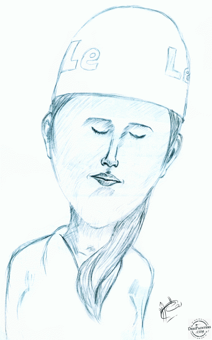 Dreaming Girl Pencil Sketch - DesiPainters.com