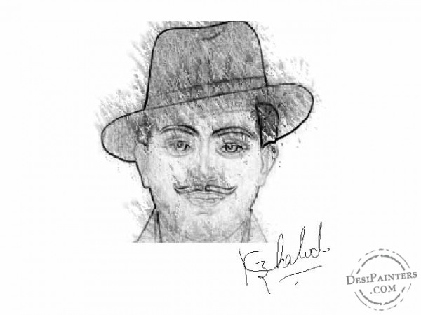 Digital Painting of Bhagat Singh - DesiPainters.com