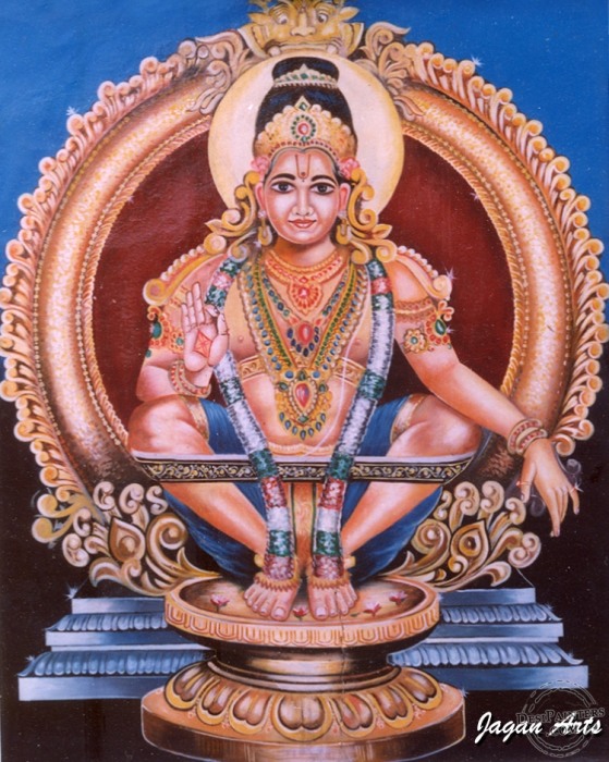 Oil painting of God Ayyappan
