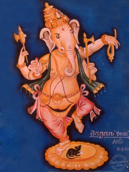 Oil Painting of God Vinayaga - DesiPainters.com
