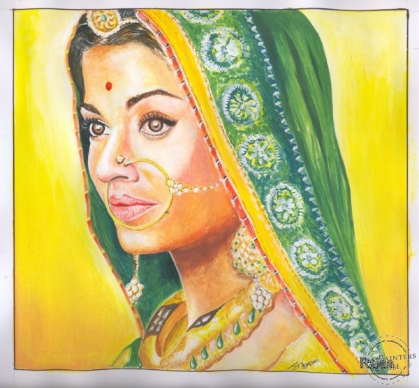 Watercolor Painting of Aishwarya Rai - DesiPainters.com
