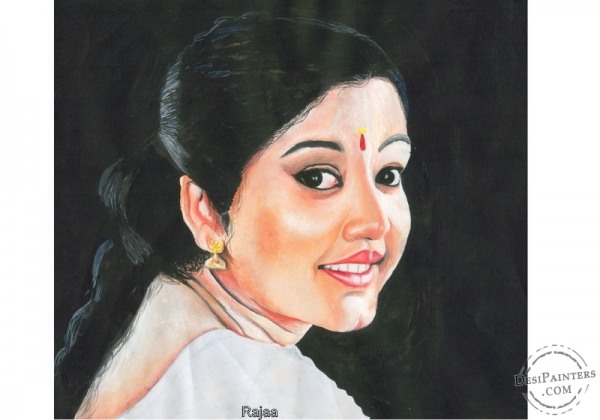 Actress Gopika Watercolor Painting - DesiPainters.com