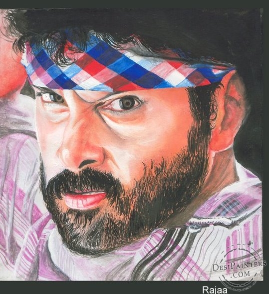 Watercolor Painting of Vikram in Samy Movie