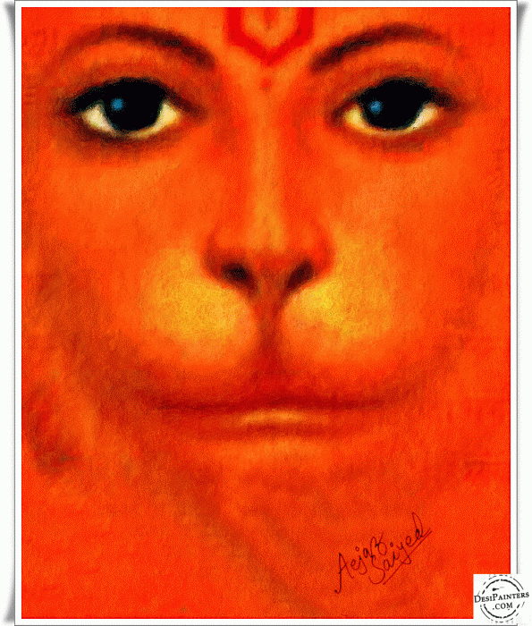 Mixed Painting of Shri Hanuman - DesiPainters.com