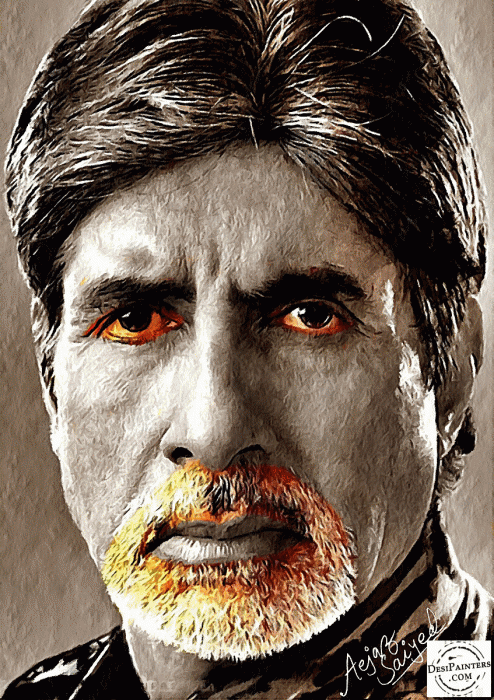 Amitabh Bachchan Mixed Painting