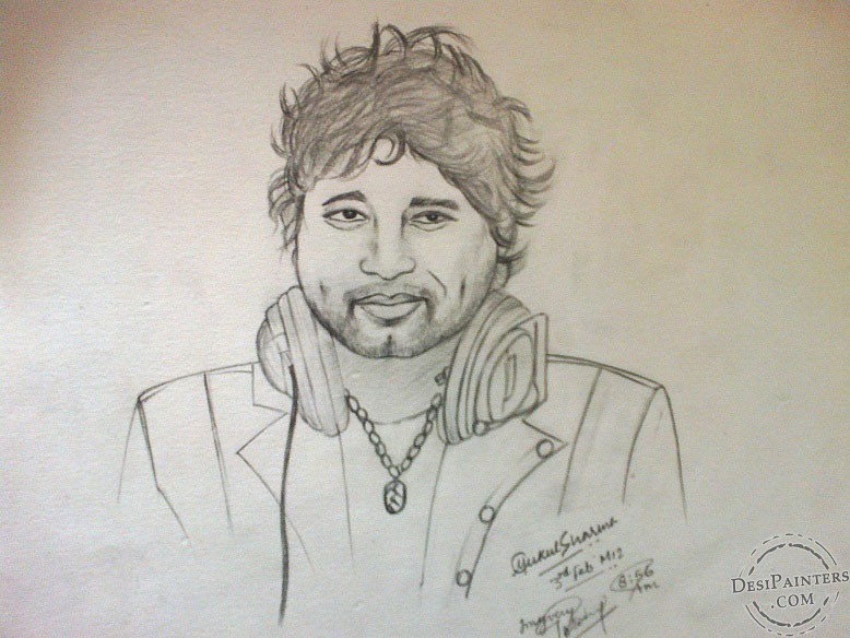 Pencil Sketch of Kailash Kher | DesiPainters.com