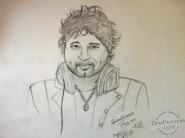 Pencil Sketch of Kailash Kher - DesiPainters.com