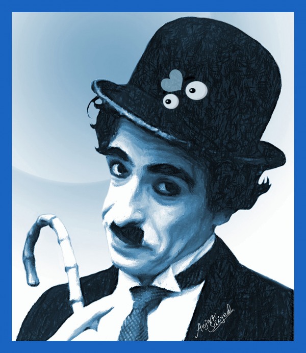 Charlie Chaplin Digital Painting - DesiPainters.com