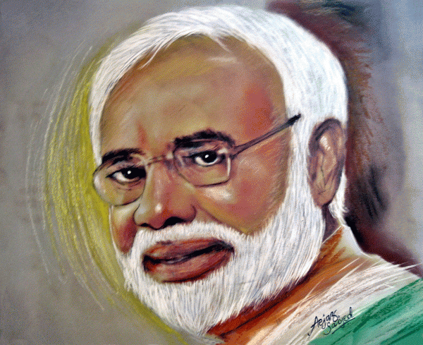 Narendra Modi Painting by Aejaz Saiyed