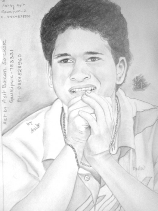 Sachin Tendulkar Pencil Sketch - DesiPainters.com