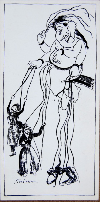 Pen Drawing of Ganesha by Vijay Naga