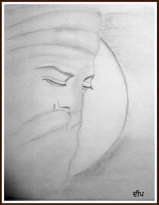Guru Nanak Dev Ji Pencil Sketch - DesiPainters.com
