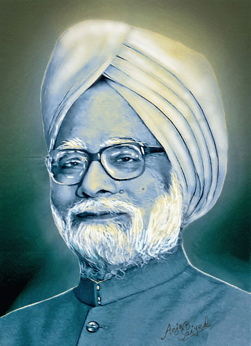 Digital Painting of Manmohan Singh Ji