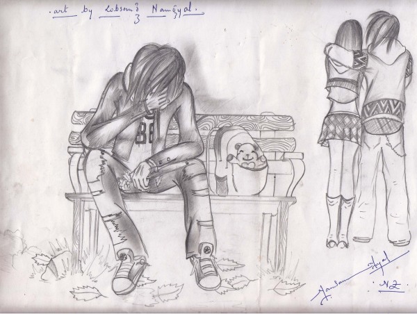 Pencil Sketch Showing Breakup