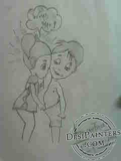 Anubhav Tyagi’s Sketch of Sweet Couple - DesiPainters.com