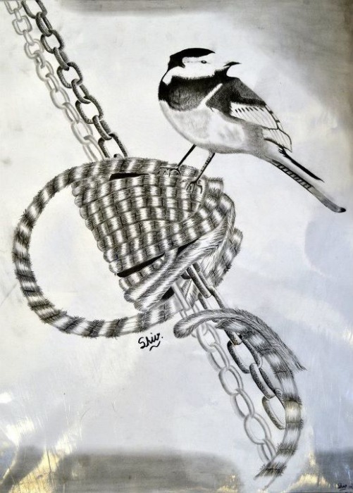 Pencil Sketch of Bird - DesiPainters.com