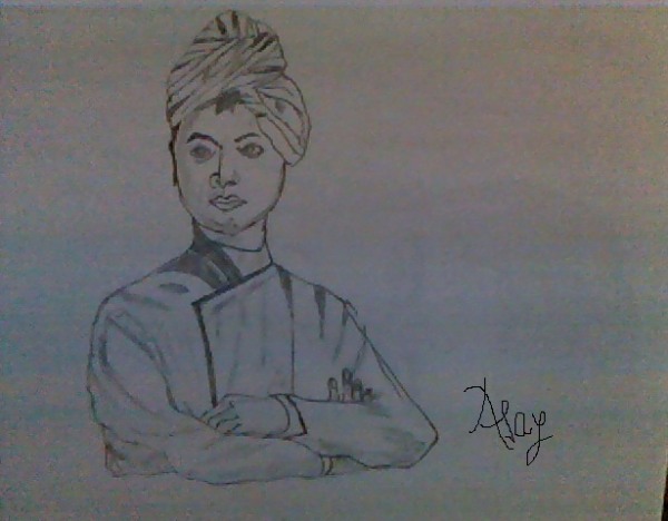 Pencil Sketch of Swami Vivekananda - DesiPainters.com