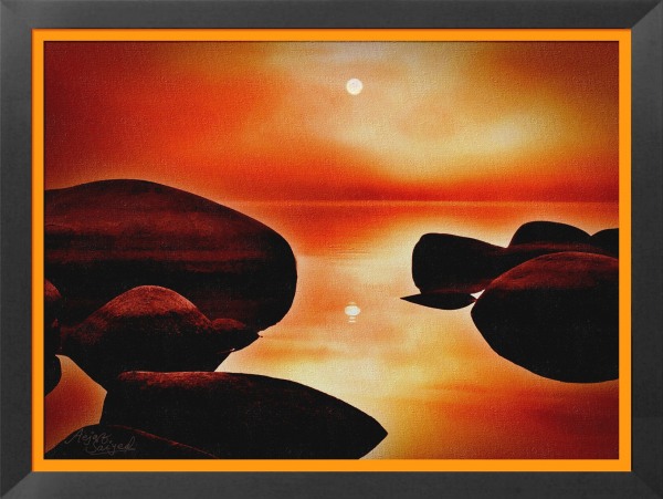 Sunset with Rock - DesiPainters.com