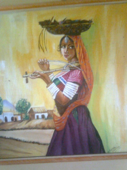 Acryl Painting of a Village Women - DesiPainters.com