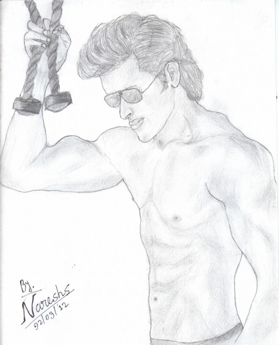 Pencil Sketch of Hrithik Roshan - DesiPainters.com