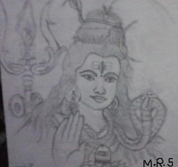Shiva Sketch - DesiPainters.com