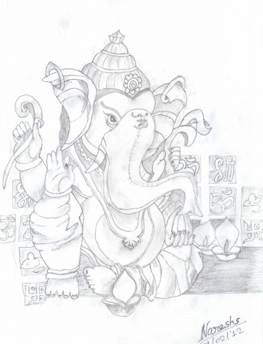 Deva Ganesha – Pencil Sketch - DesiPainters.com