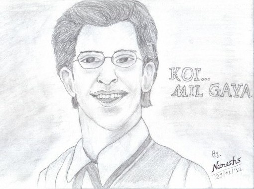 Hrithik Roshan Pencil Sketch - DesiPainters.com