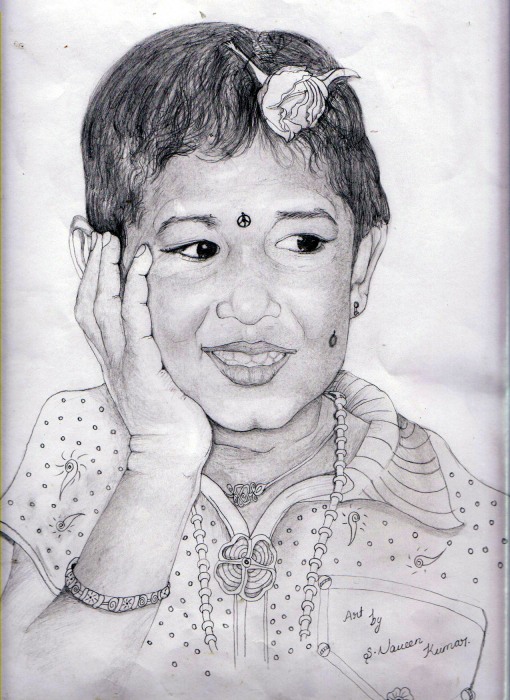 Pencil Sketch of Cute Baby