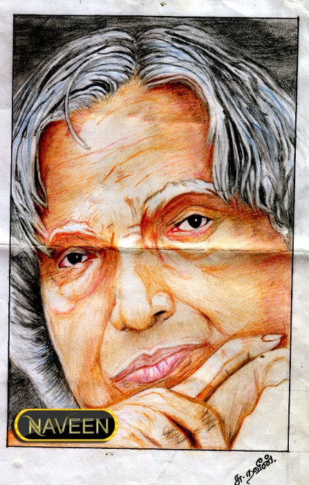 A. P. J. Abdul Kalam Pencil Color Sketch - DesiPainters.com