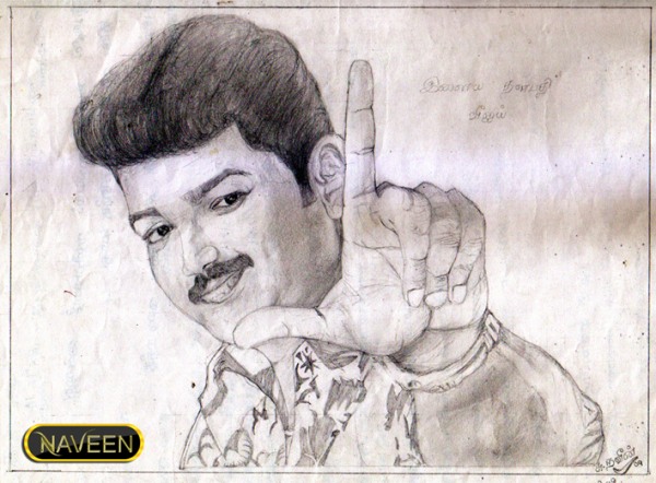 Actor Vijay Pencil Sketch - DesiPainters.com