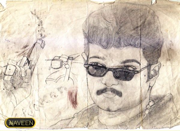 Pencil Sketch of Actor Vijay - DesiPainters.com