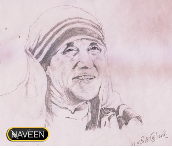 Mother Teresa Pencil Sketch - DesiPainters.com