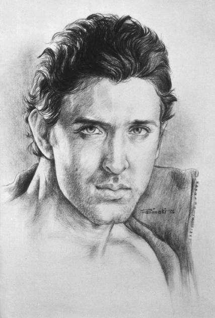 Pencil Sketch of Hrithik Roshan - DesiPainters.com