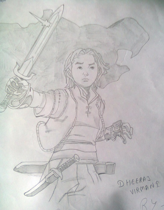 Pencil Sketch of Warrior - DesiPainters.com
