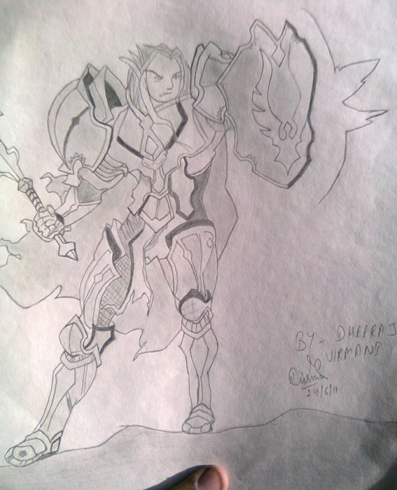 Pencil Sketch of Lady Warrior - DesiPainters.com