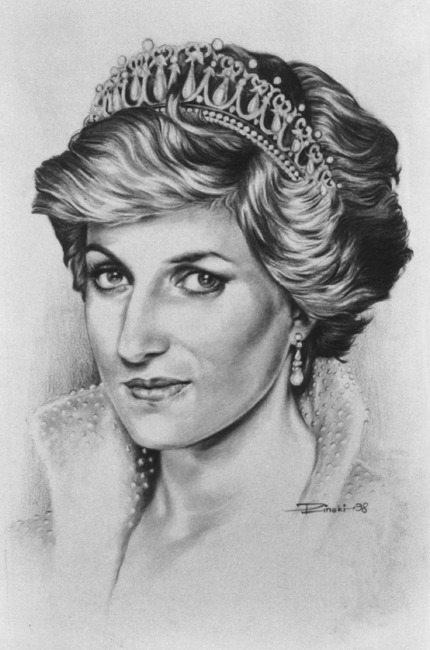 Pencil Sketch of Princess Diana - DesiPainters.com