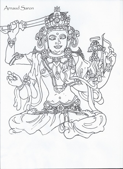Manjushri, Buddhist Deity - DesiPainters.com