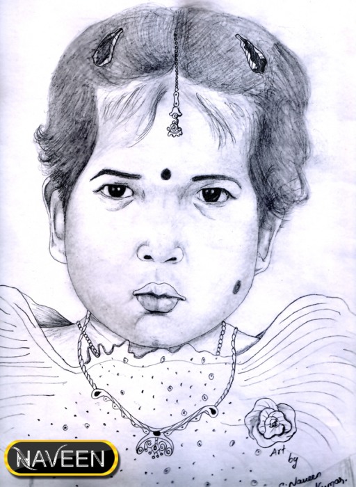 Pencil Sketch of Cute Baby - DesiPainters.com