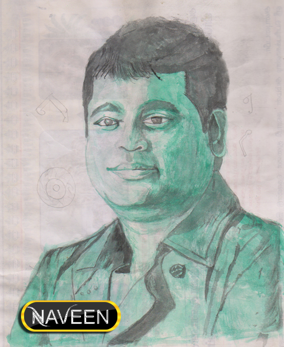 Pencil Sketch of A R Rahman