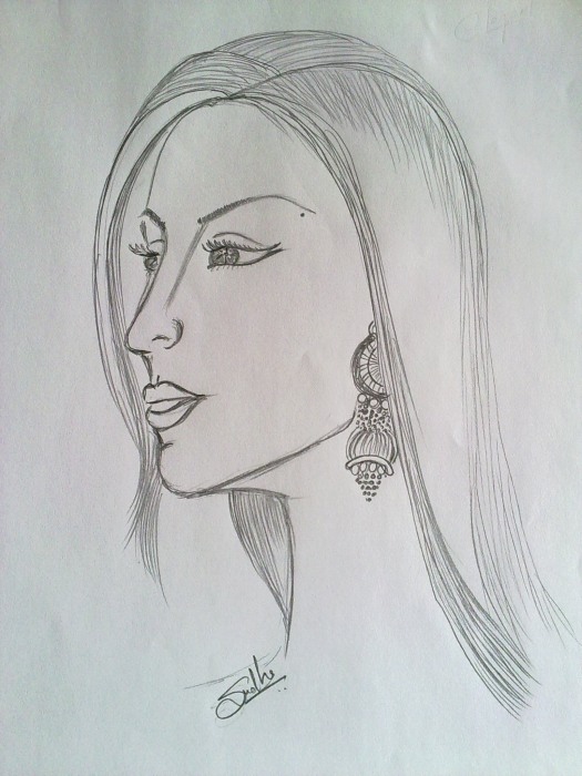 Close up Sketch of a Beautiful Girl - DesiPainters.com