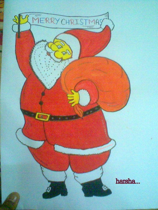 Watercolor Painting of Santa Claus - DesiPainters.com