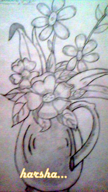 Pencil Sketch of Flowers - DesiPainters.com