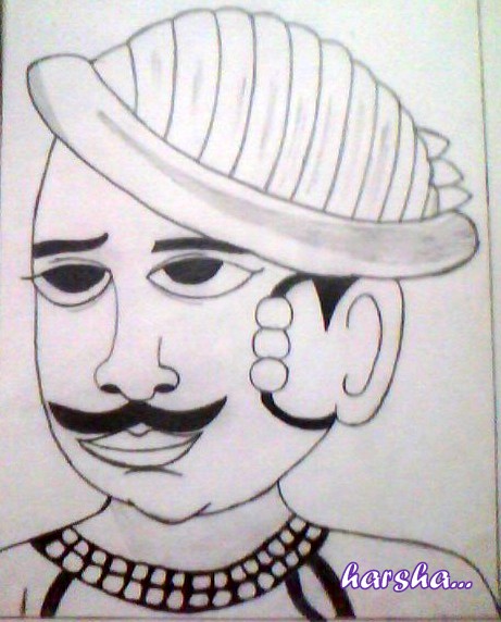 Pencil Sketch of Nana Saheb - DesiPainters.com