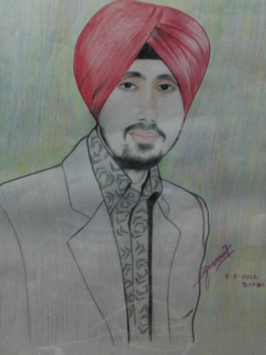 Guramrit Pal Singh's Painting with pencil Colors