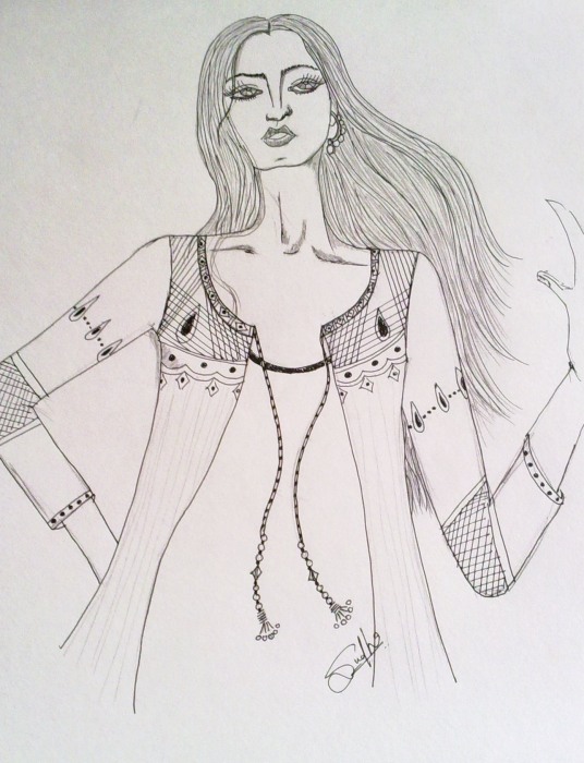 Pencil Sketch of Girl with Attitude - DesiPainters.com