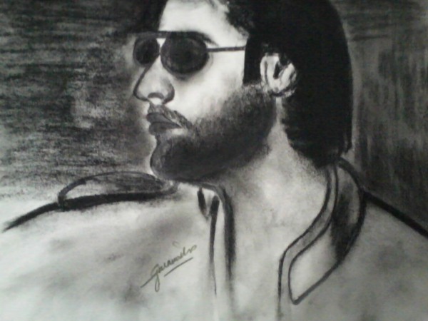 Charcoal Painting of Ranbir Kapoor - DesiPainters.com