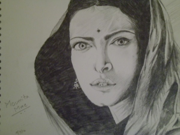 Aishwarya Rai Bachaan Pencil Sketch - DesiPainters.com