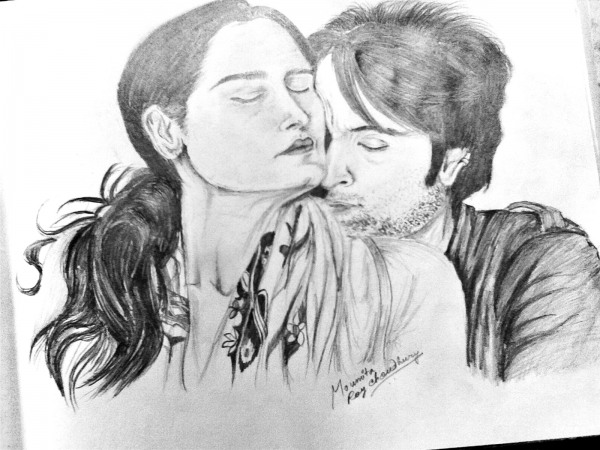 Ranbir Kapoor and Nargis Fakhri Sketches - DesiPainters.com